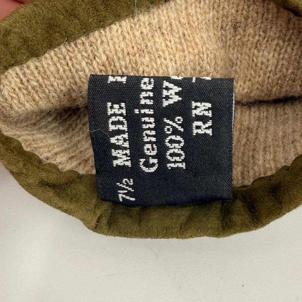 ANTONIO MUROLO ITALY Silky Soft Suede Leather Gloves Wool Lined sz 7.5 Green
